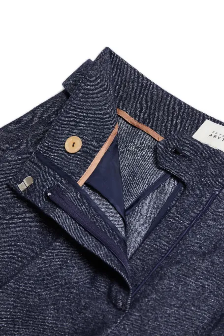 Šedé kalhoty k obleku s lnem a kašmírem