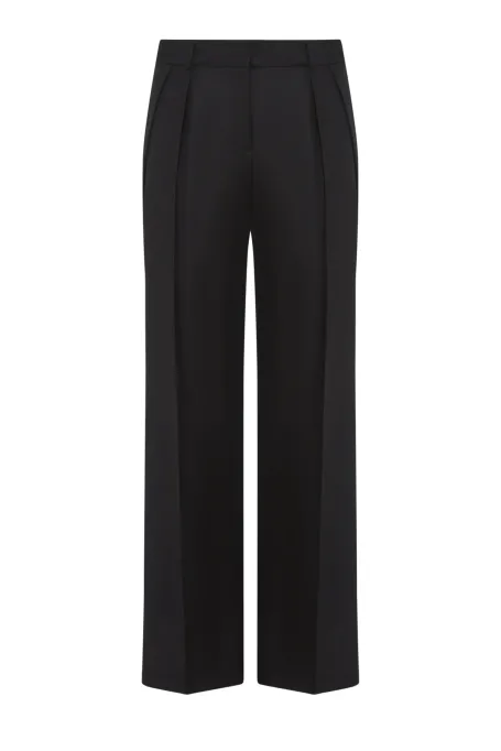 Černé vlněné kalhoty s širokou nohavicí