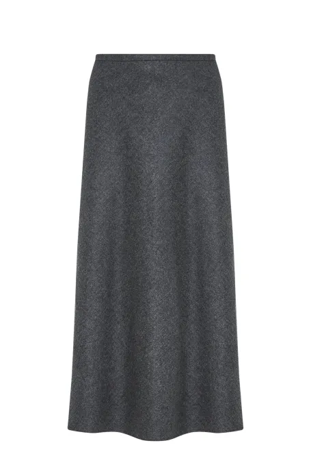 Šedá midi sukně s příměsí kašmíru