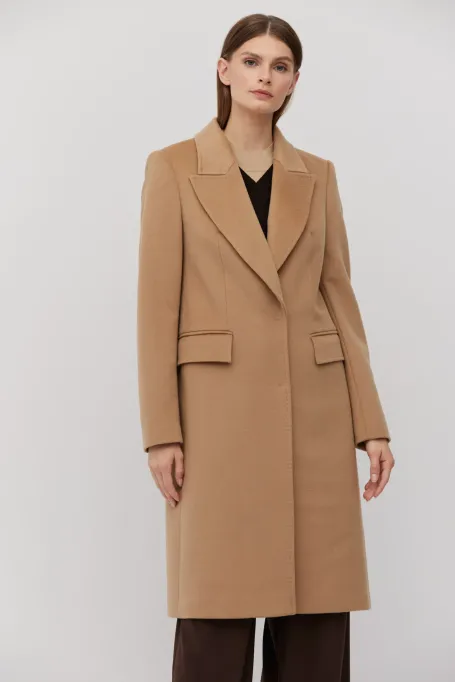 Kamelový vlněný plášť diplomatka