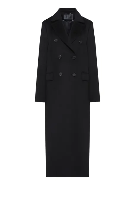 Černý plášť s příměsí hedvábí a kašmíru