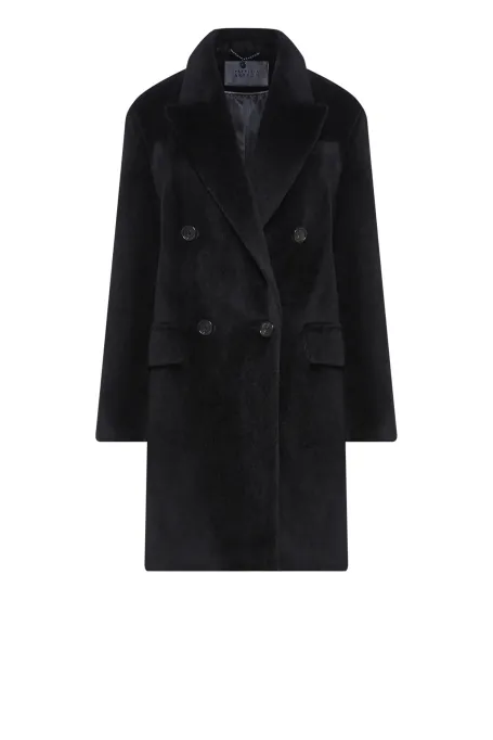 Černá bunda z baby suri alpaky