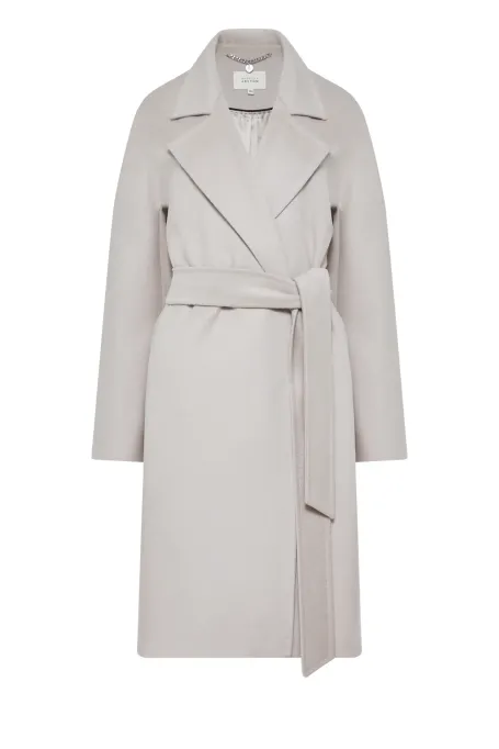 Beige vlněný kabát s páskem