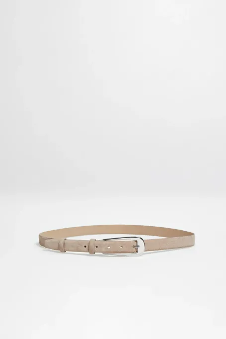 Bežový pásek z nubukové kůže