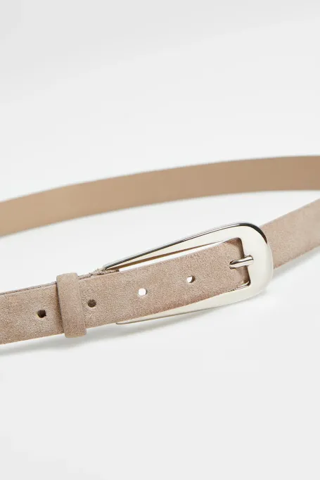 Bežový pásek z nubukové kůže