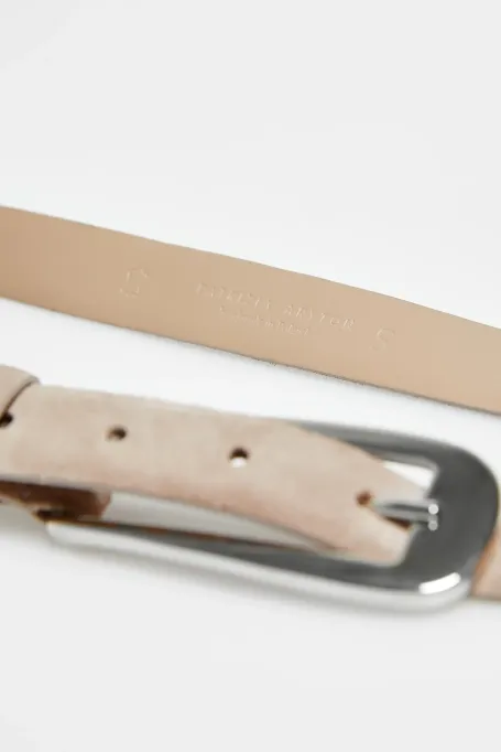 Bežový pásek z nubukové kůže
