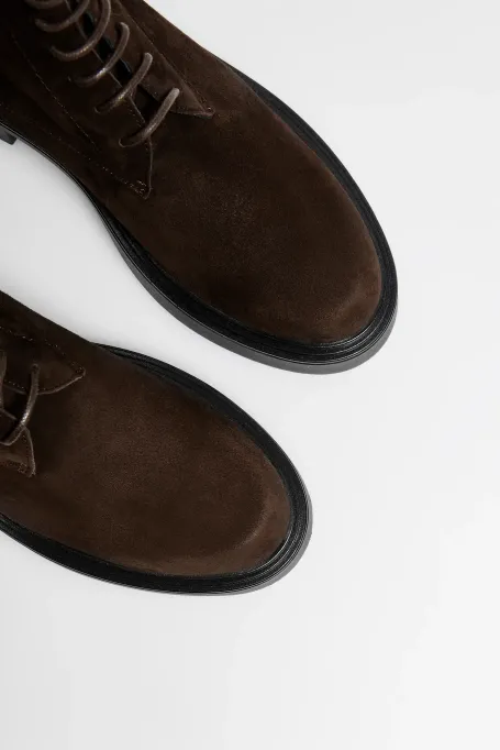 Šněrovací kotníkové boty z nubukové kůže