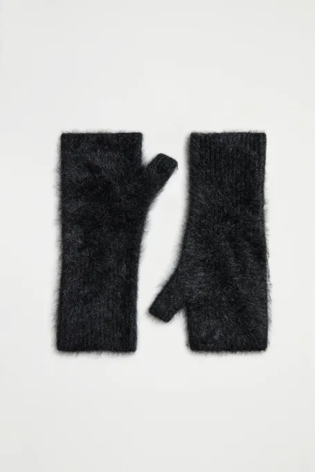 Šedé rukavice z kašmíru