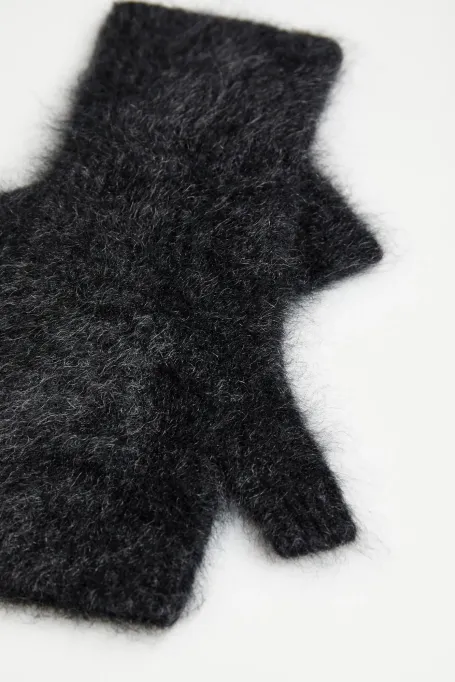 Šedé rukavice z kašmíru