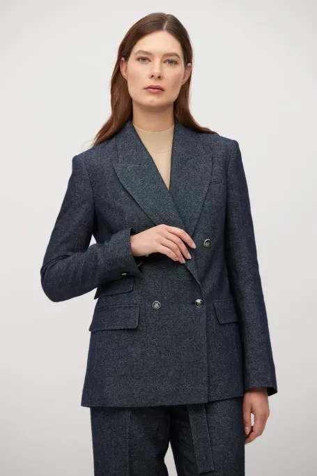 Granátový blejzr k obleku s lnem a kašmírem