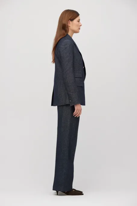 Granátový blejzr k obleku s lnem a kašmírem