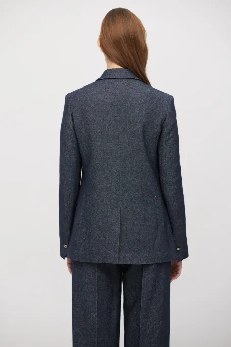 Granátový blejzr k obleku s lnem a kašmírem