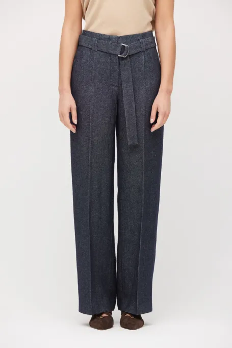 Šedé kalhoty k obleku s lnem a kašmírem