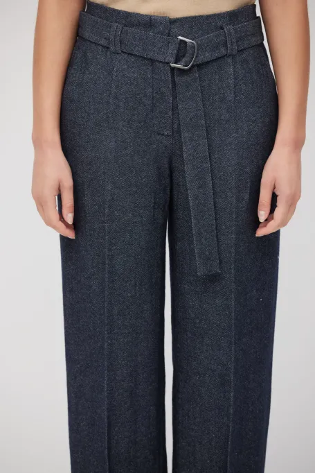 Šedé kalhoty k obleku s lnem a kašmírem