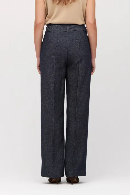 Šedé kalhoty k obleku s lnem a kašmírem