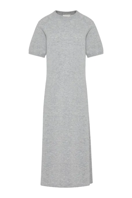 Šedé midi šaty z merino vlny a kašmíru