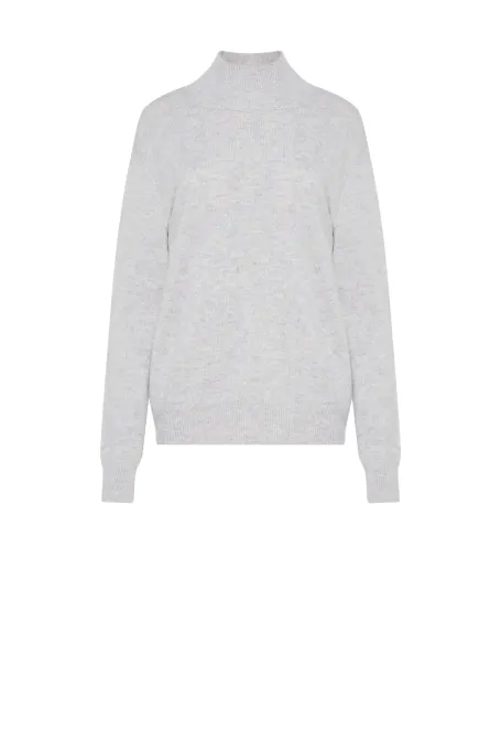 Šedý svetr polorolák s příměsí kašmíru