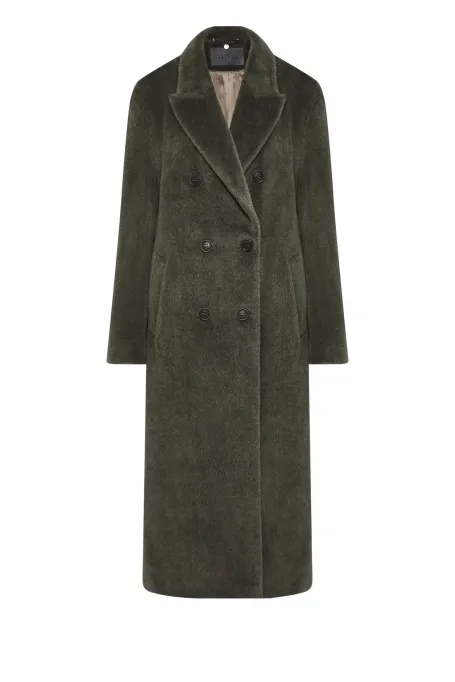 Kabát v armádní zelené barvě s baby suri alpaka