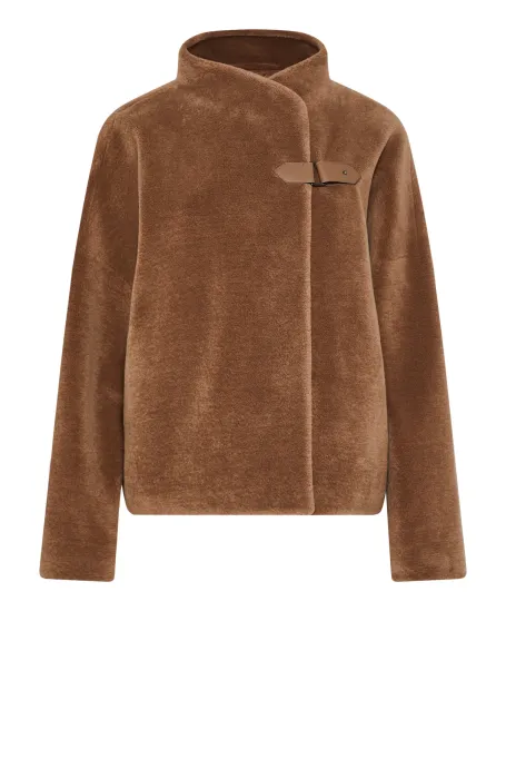 Hnědá kratší bunda z teddy bear vlny