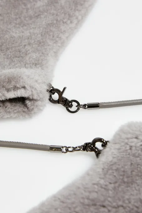 Šedé rukavice z vlny teddy bear