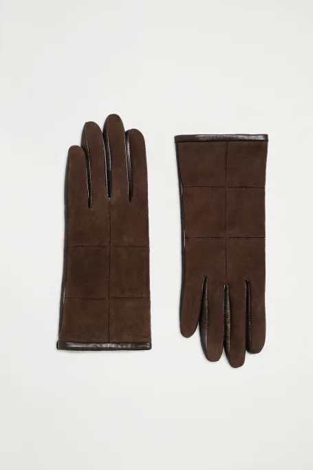 Hnědé kožené rukavice