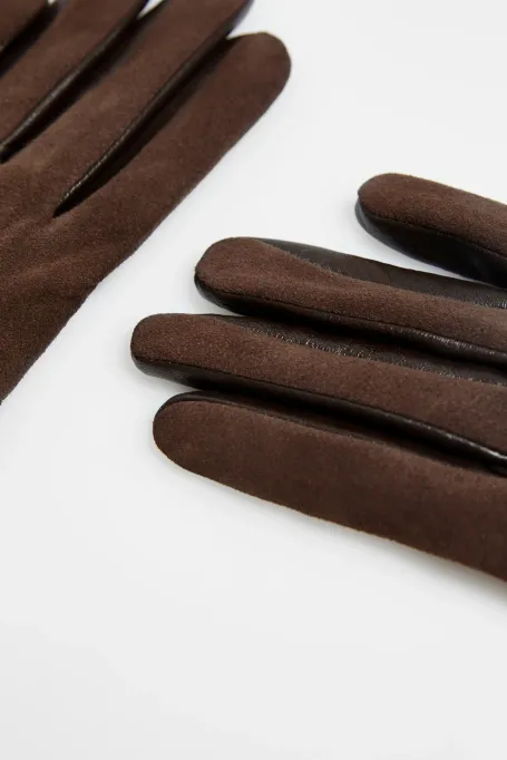 Hnědé kožené rukavice
