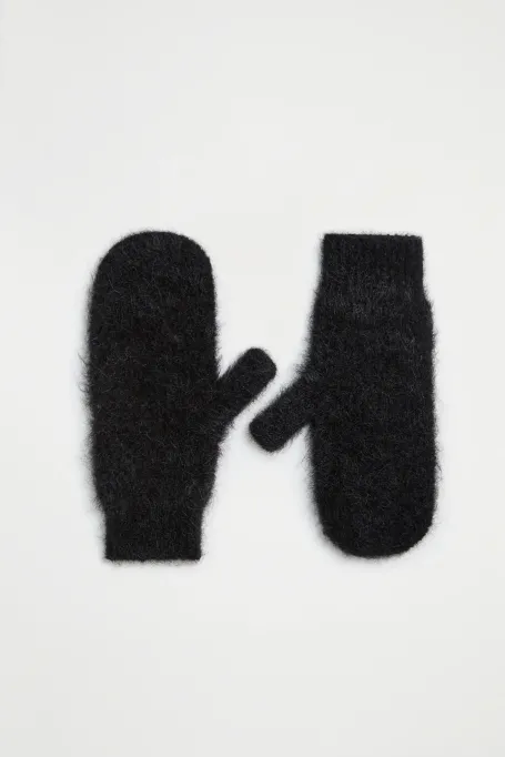 Černé rukavice s vlnou suri alpaky