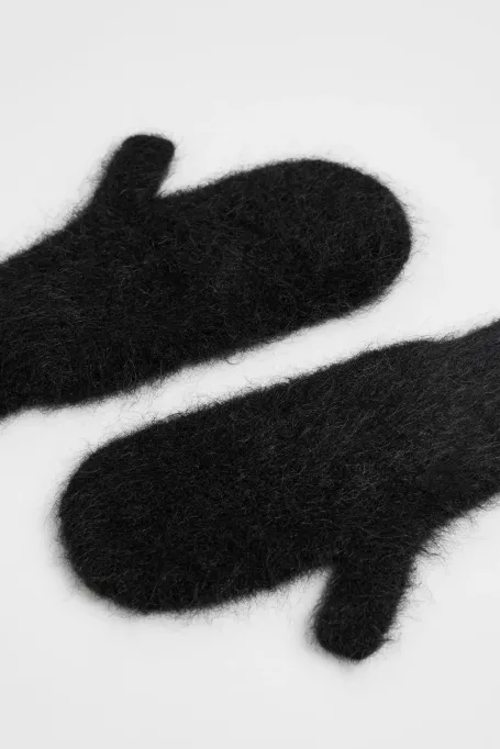 Černé rukavice s vlnou suri alpaky