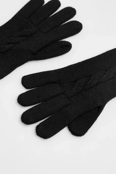 Dlouhé černé rukavice z merinovlny