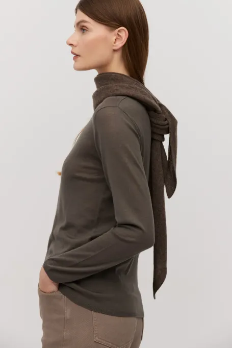 Hnědá pletená blůza z merinovlny