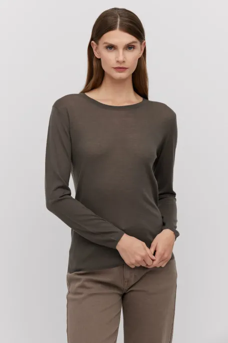 Hnědá pletená blůza z merinovlny