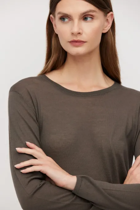 Hnědá pletená blůza z merinovlny