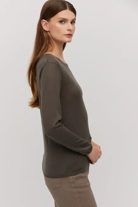 Hnědá pletená blůza z merinovlny