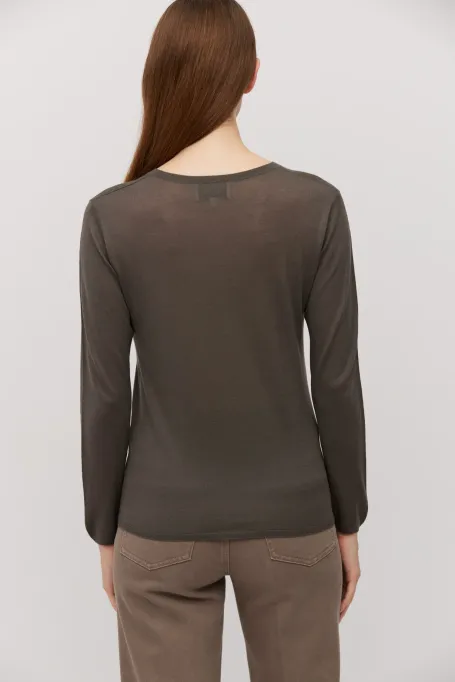 Hnědá pletená blůza z merinovlny