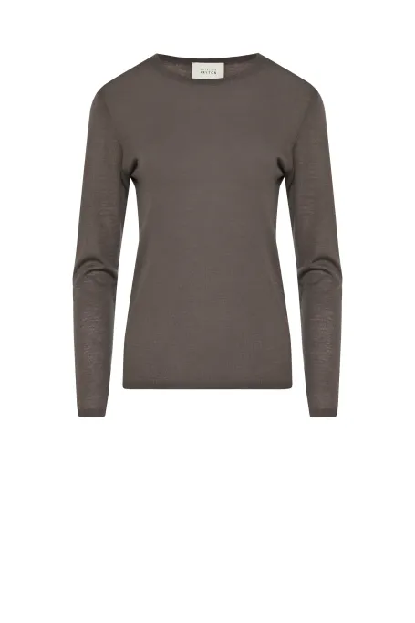 Hnědá pletená blůza z merinovlny