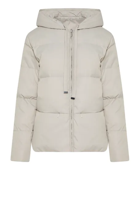Dvoustranná béžová péřová bunda s kapucí