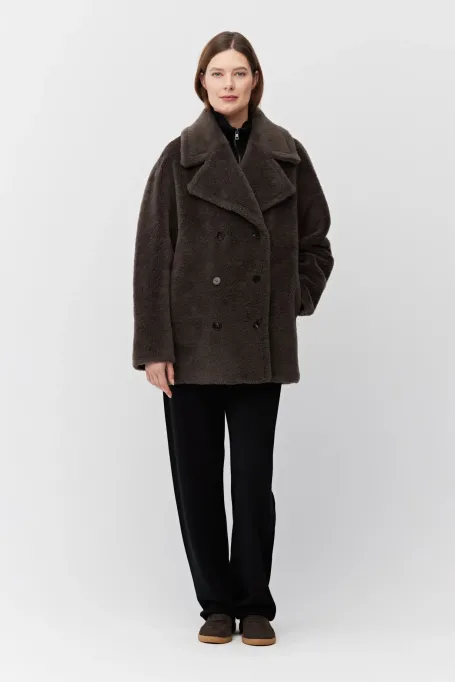 Hnědá bunda z teddy bear vlny