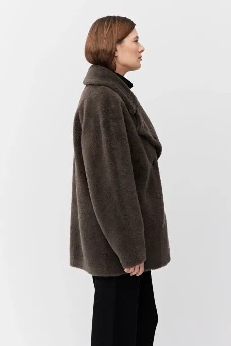 Hnědá bunda z teddy bear vlny