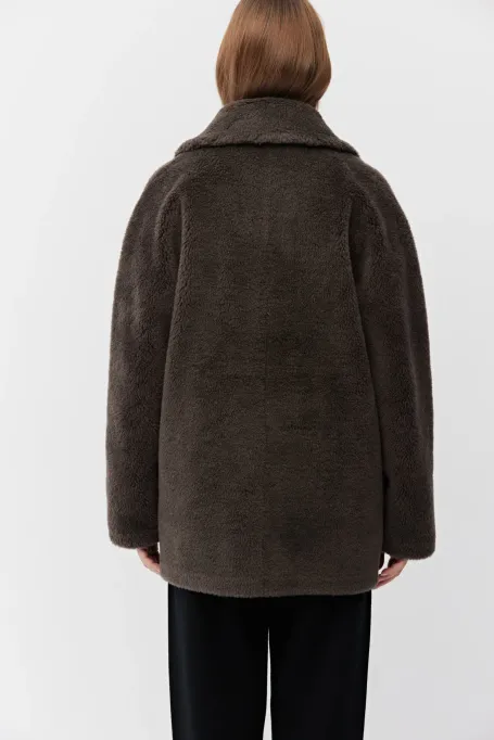 Hnědá bunda z teddy bear vlny