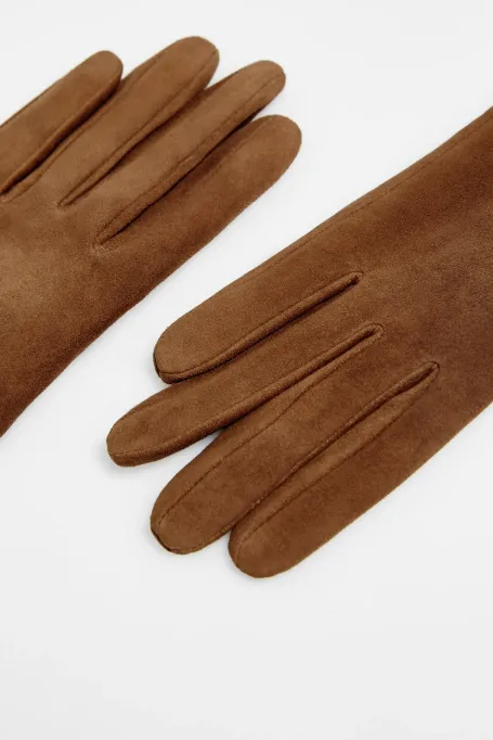 Dlouhé rukavice z nubukové kůže
