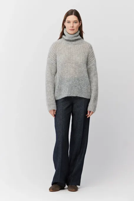 Šedý rolák svetr s mohairovým vláknem