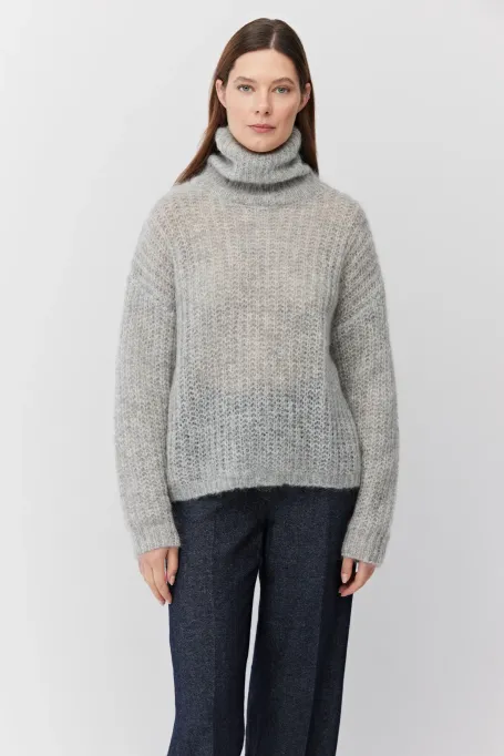 Šedý rolák svetr s mohairovým vláknem