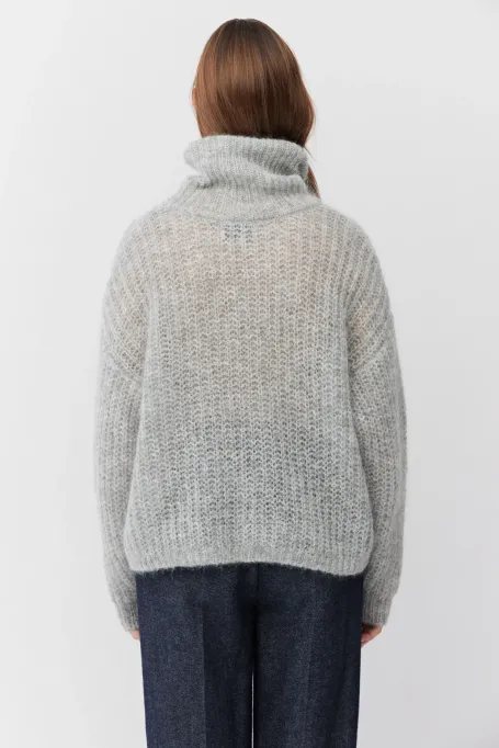 Šedý rolák svetr s mohairovým vláknem