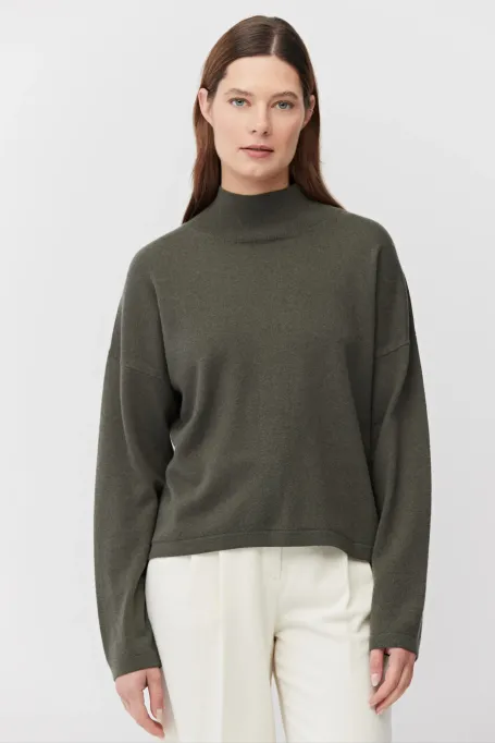 Zelený rolák svetr z merino vlny a kašmíru