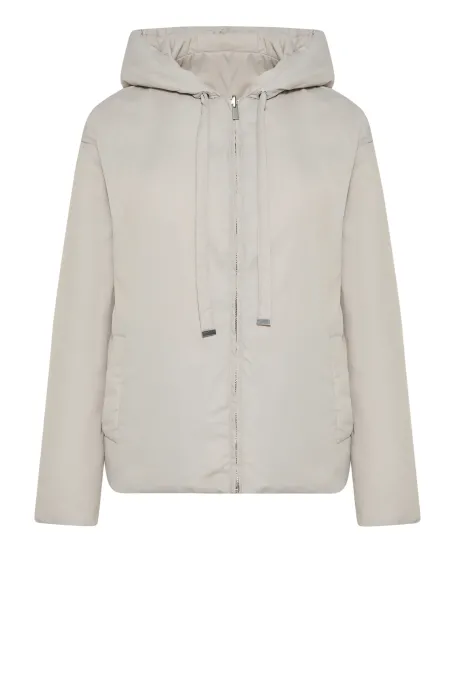 Dvoustranná béžová péřová bunda s kapucí