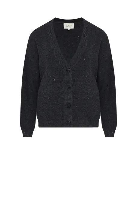 Šedý pletený cardigan s vlnou