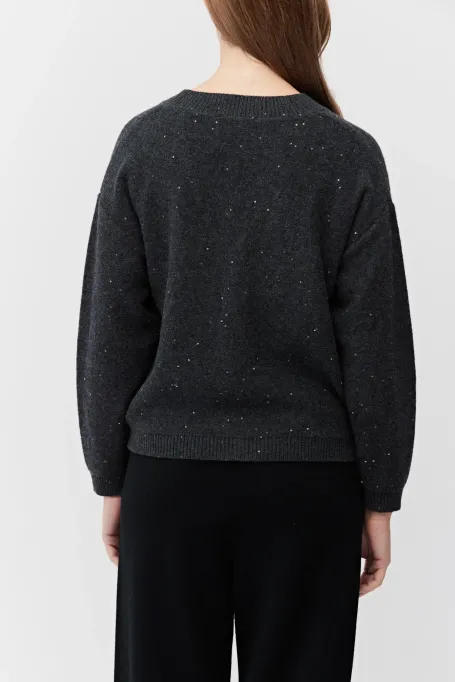 Šedý pletený cardigan s vlnou