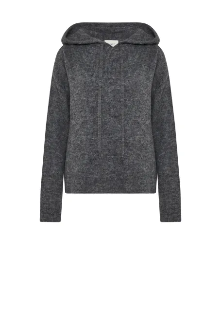 Šedá mikina s kapucí z vlny baby alpaky