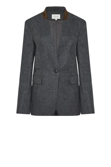 Šedý jednoradový blejzr s kašmírem