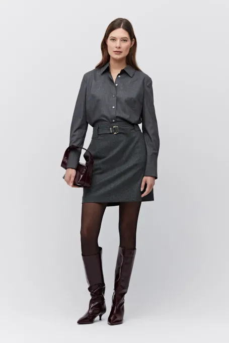 Šedá mini sukně s kašmírem